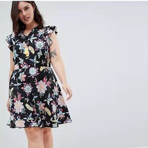 Junarose Floral Printed Dress With Ruffle Sleeve